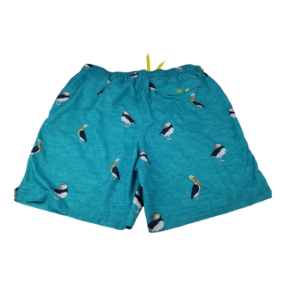 AD HOC Lined Swim Trunks Size XL in Blue-Bird Themed Side Pockets Drawstring